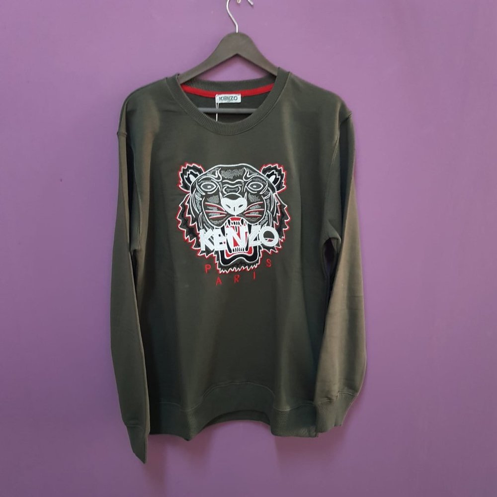 Kenzo Tiger Embroidered Khaki Sweatshirt